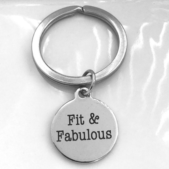 Fit and Fabulous Quote Saying Inspirational Motivational Keyring Keychain - Picture 1 of 1